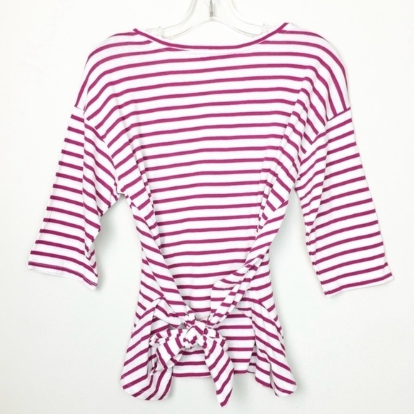 NWT Express One Eleven Pink Striped Tie Front Tee - Picture 3 of 5
